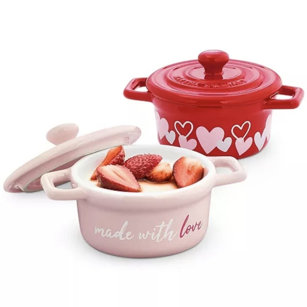 Martha Stewart Pink & Red Stoneware Cocottes